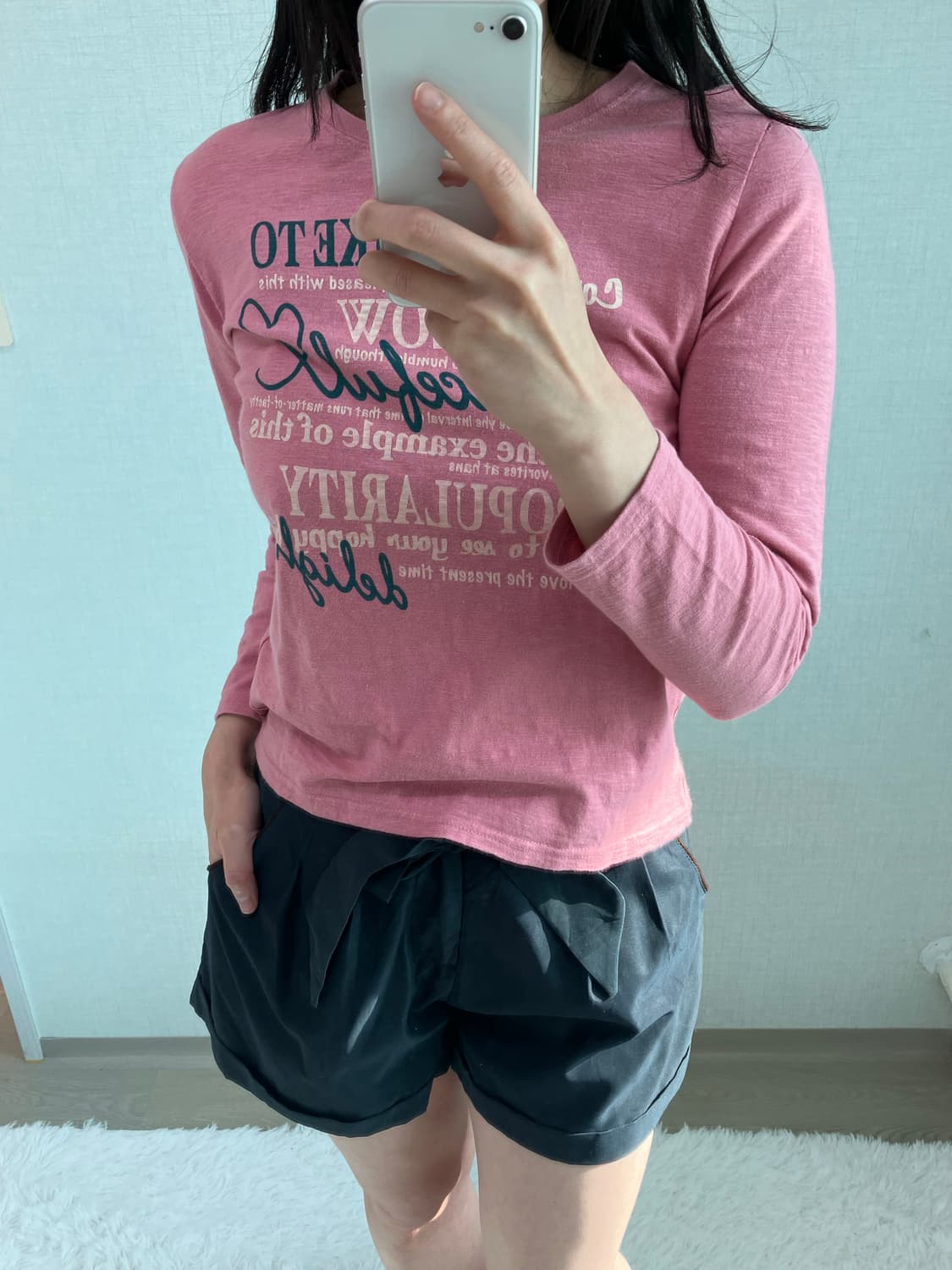 jpn vintage 핑크 레터링 롱 슬리브 y2k 스트릿 갸루 펑키 상품이미지1