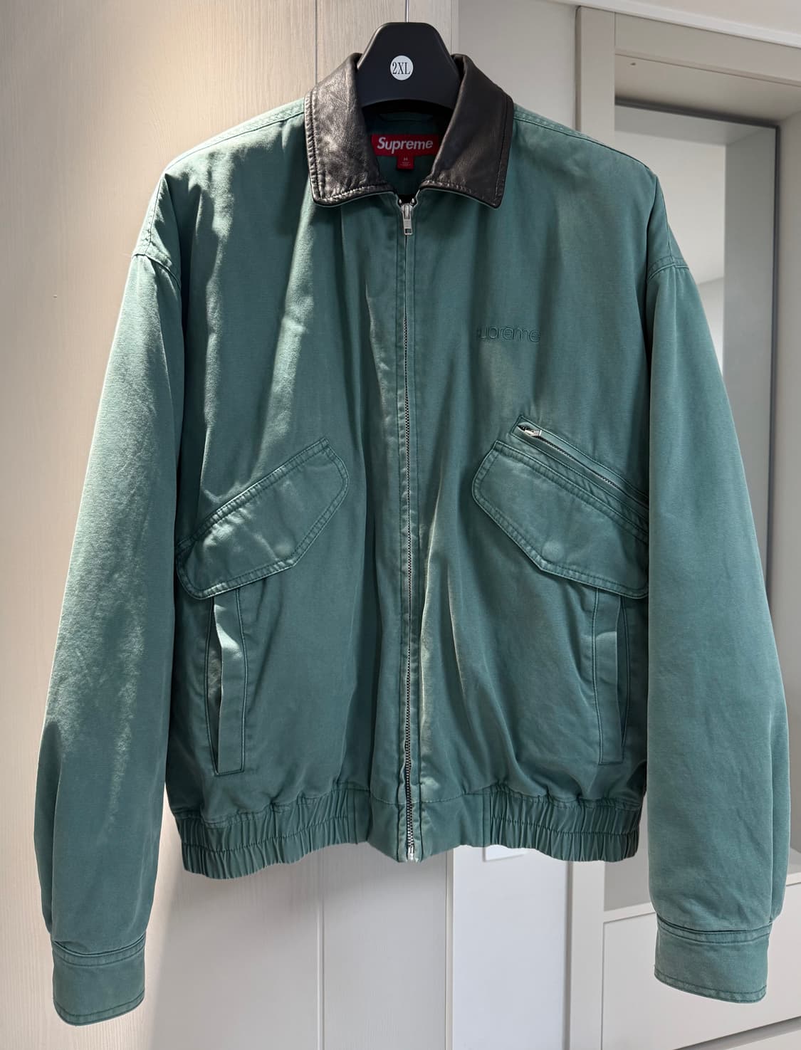 슈프림 23FW 레더칼라자켓 그린 M 상품이미지1