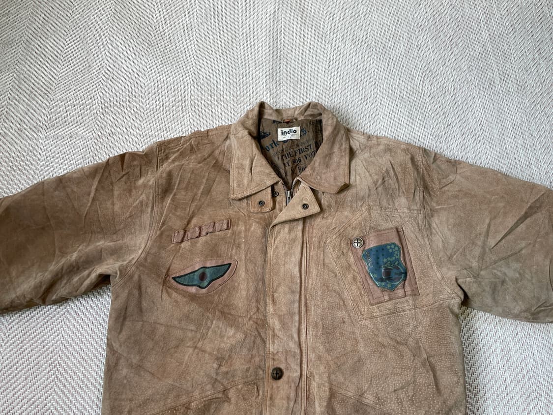 Inddio 빈티지 스웨이드 레더 헌팅 자켓 J03245 상품이미지4