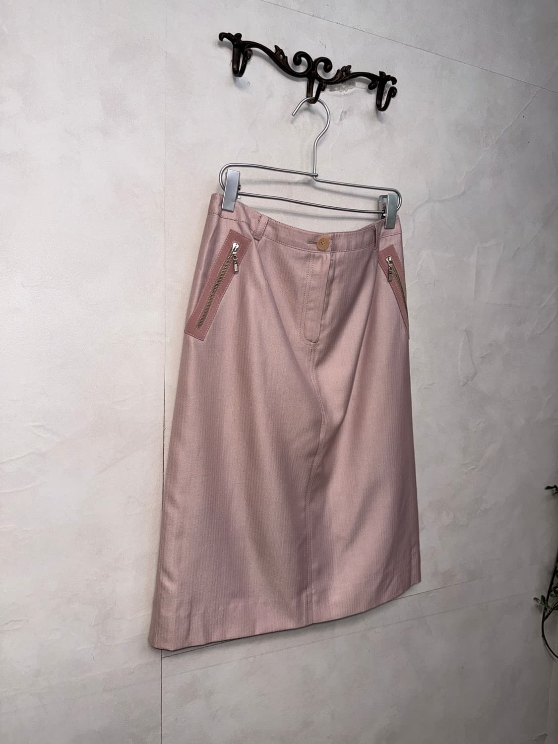 Mute pink zipper detail midi skirt 상품이미지2