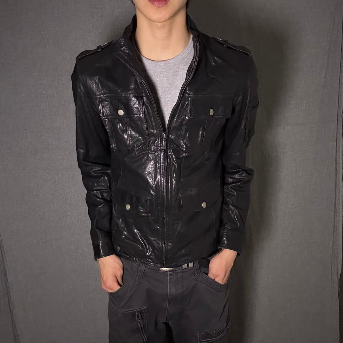 포켓 디테일 양가죽 자켓 상품이미지5