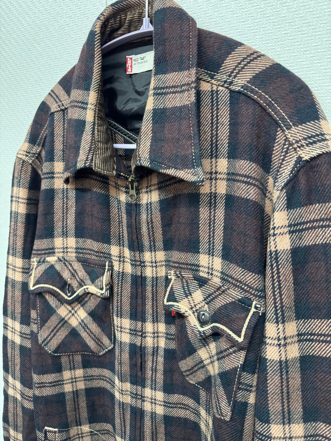 리바이스 투포켓 체크 투웨이 자켓 L(M) 상품이미지2