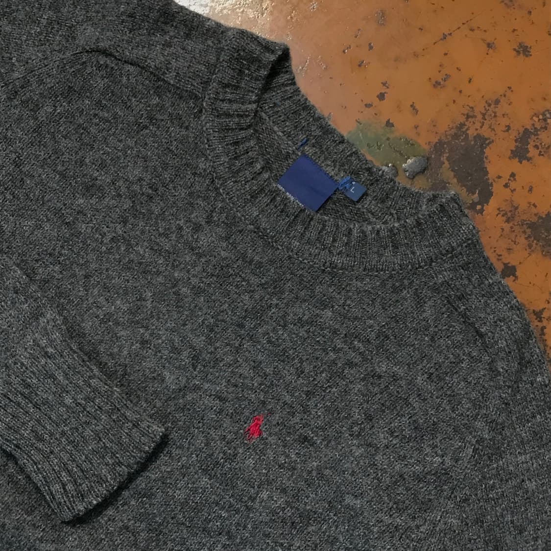 폴로랄프로렌 차콜 그레이 셰틀랜드 울 니트 남성 105 110 사이드 상품이미지3