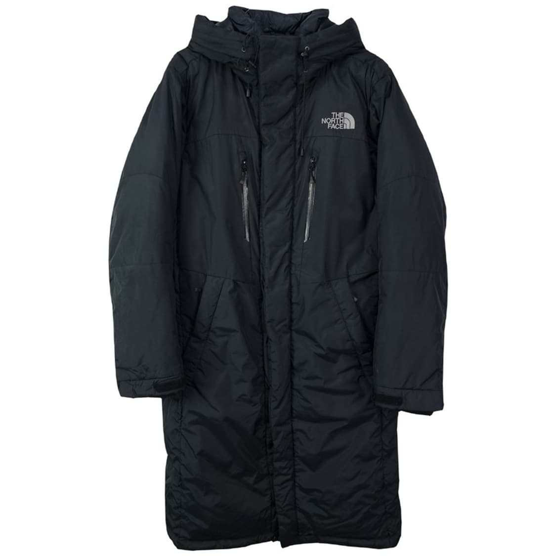 [노스페이스] 로고 자수 구스다운 후드 롱패딩 블랙 M18003 상품이미지2