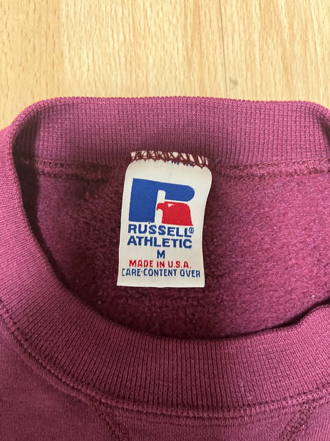 러셀 애슬레틱 90s 빈티지 스웻셔츠 미국제조 와인색 상품이미지4