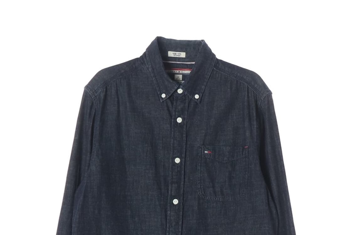 타미힐피거 커스텀핏 인디고 데님 셔츠 S 상품이미지3