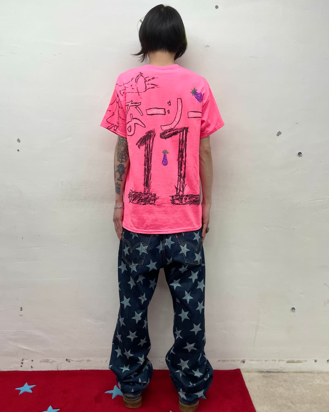 Hand-drawing Tomato Ribbon Pink T-shirt  상품이미지5