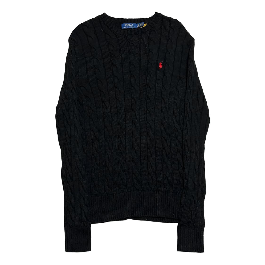 XS 폴로랄프로렌 레드 포니 블랙 케이블 니트 상품이미지1