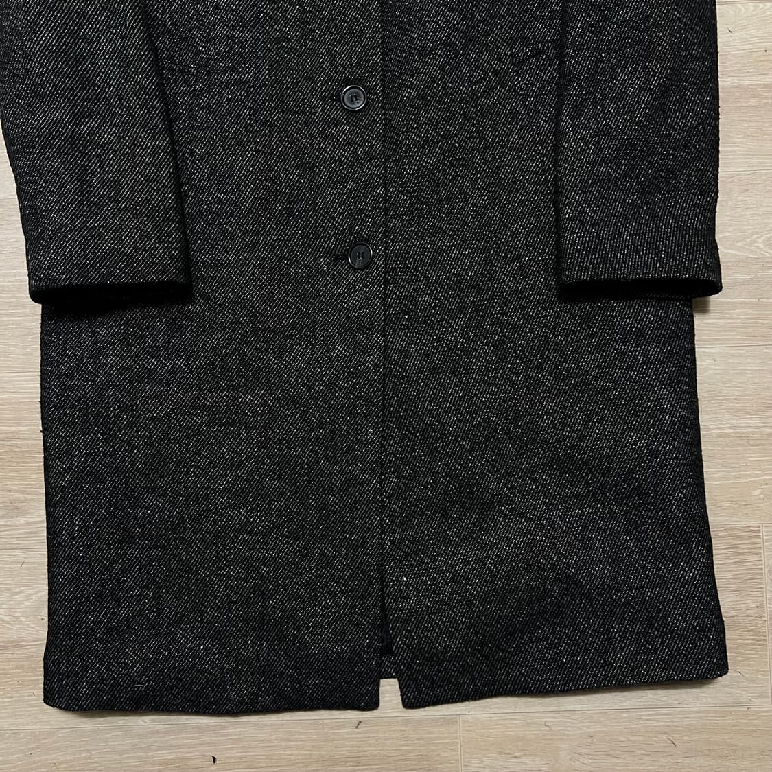 지오다노 여성 헤링본 이너퀼팅 안감 싱글 롱코트 [차콜] XS/85 상품이미지3