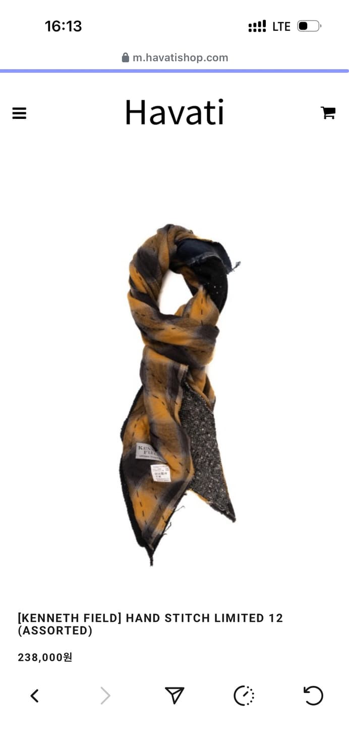 케네스 필드 옐로우 체크 울 머플러 상품이미지1