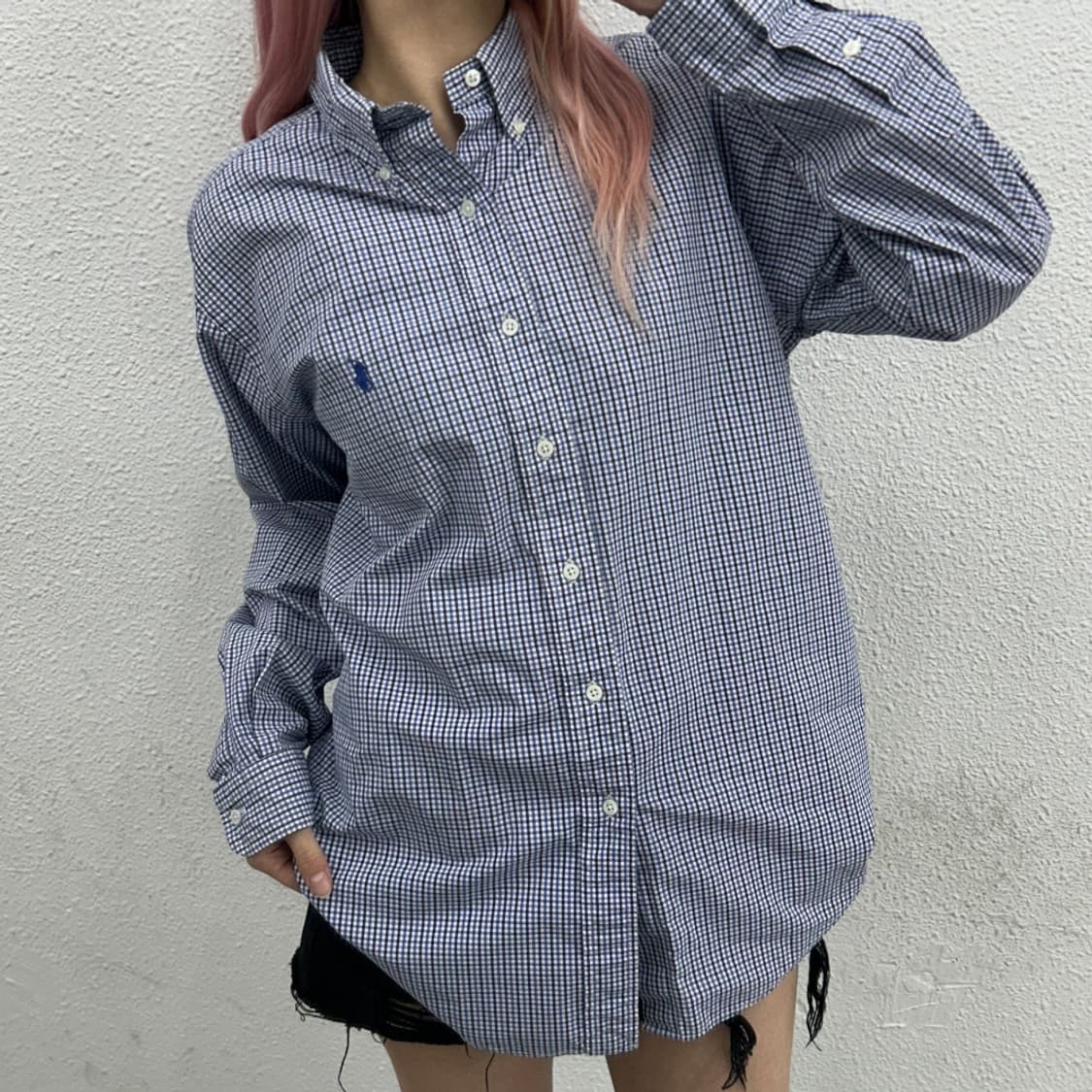 폴로 랄프로렌 블루포니 네이비 잔체크 셔츠 95 상품이미지1