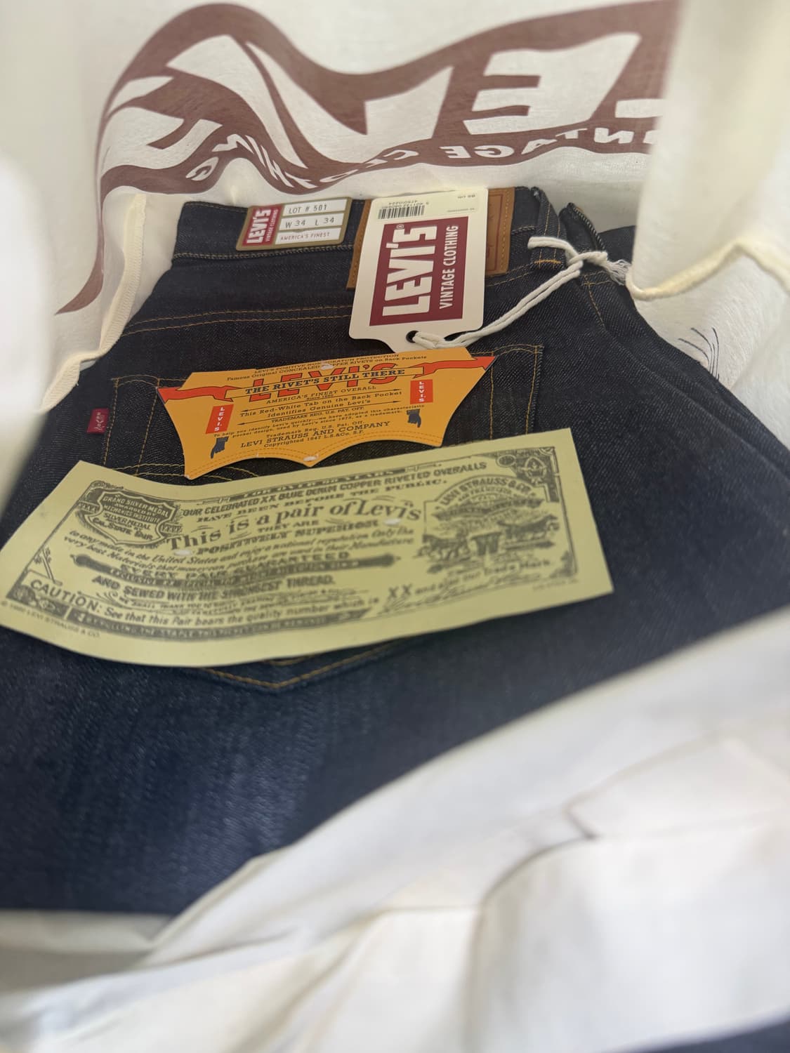 리바이스 lvc 1947 501  리지드 다크인디고 w34 L34 상품이미지3