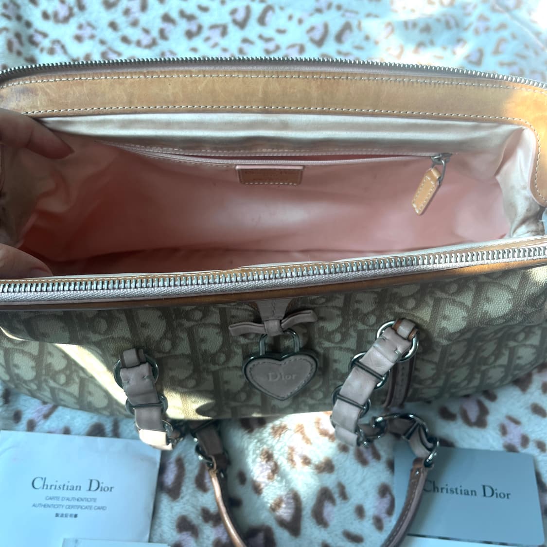 정품 디올 로맨틱 오블리크 핑크브라운 라떼갸루 숄더백 자물쇠 dior 상품이미지6