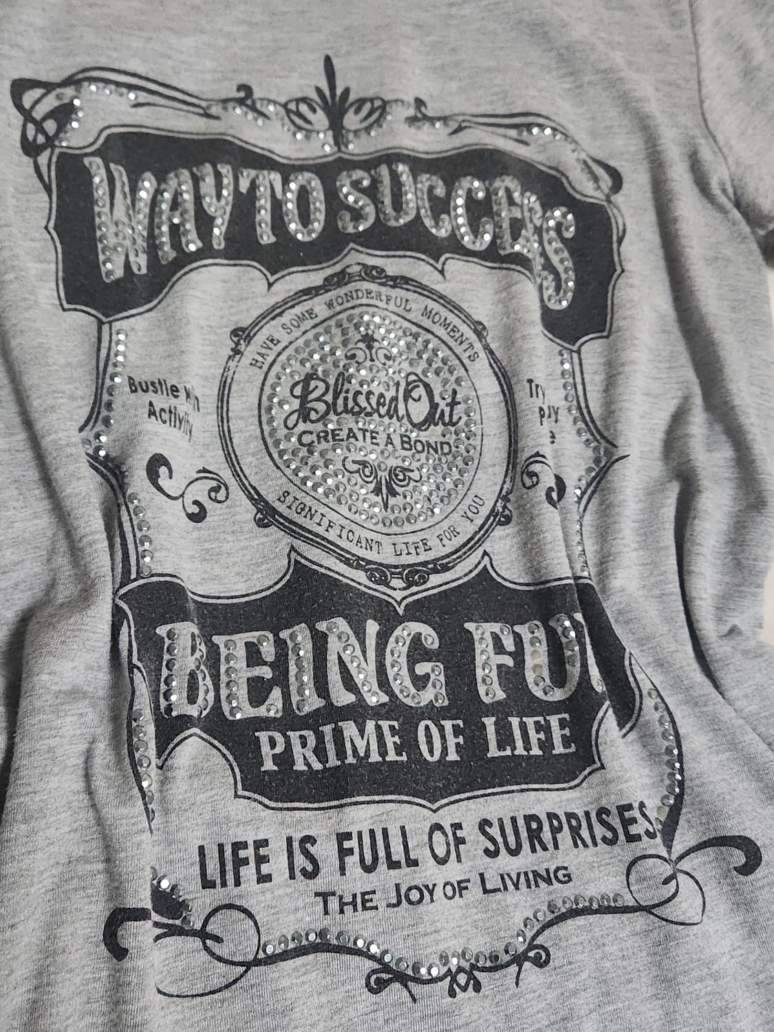 갸루 펑크 y2k 큐빅 레터링 반팔 상품이미지2