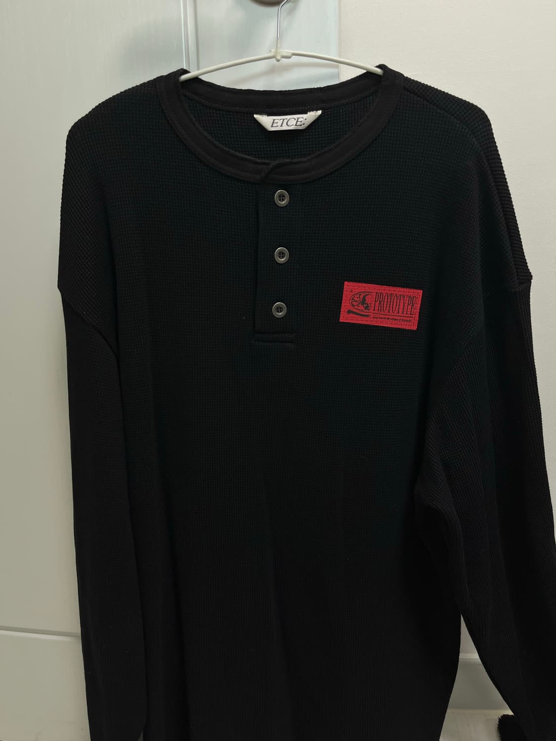 Etce 프로토타입 헨리넥 와플 니트 블랙 상품이미지1