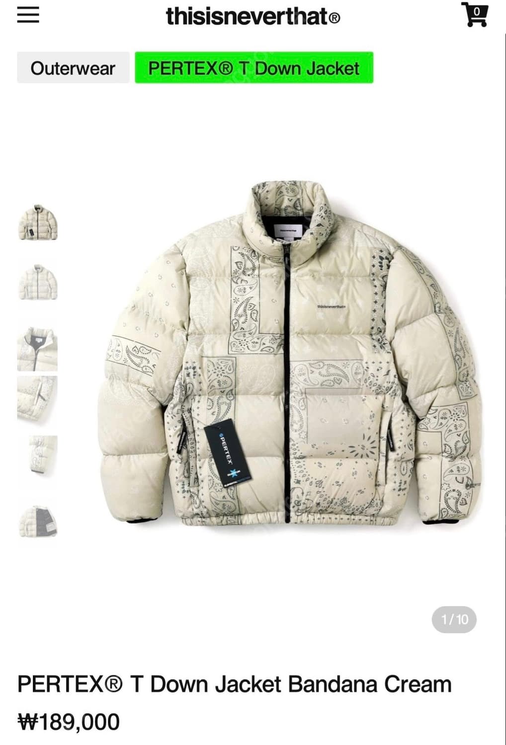 디스이즈네버댓 반다나 패딩(cream) S 사이즈 상품이미지1