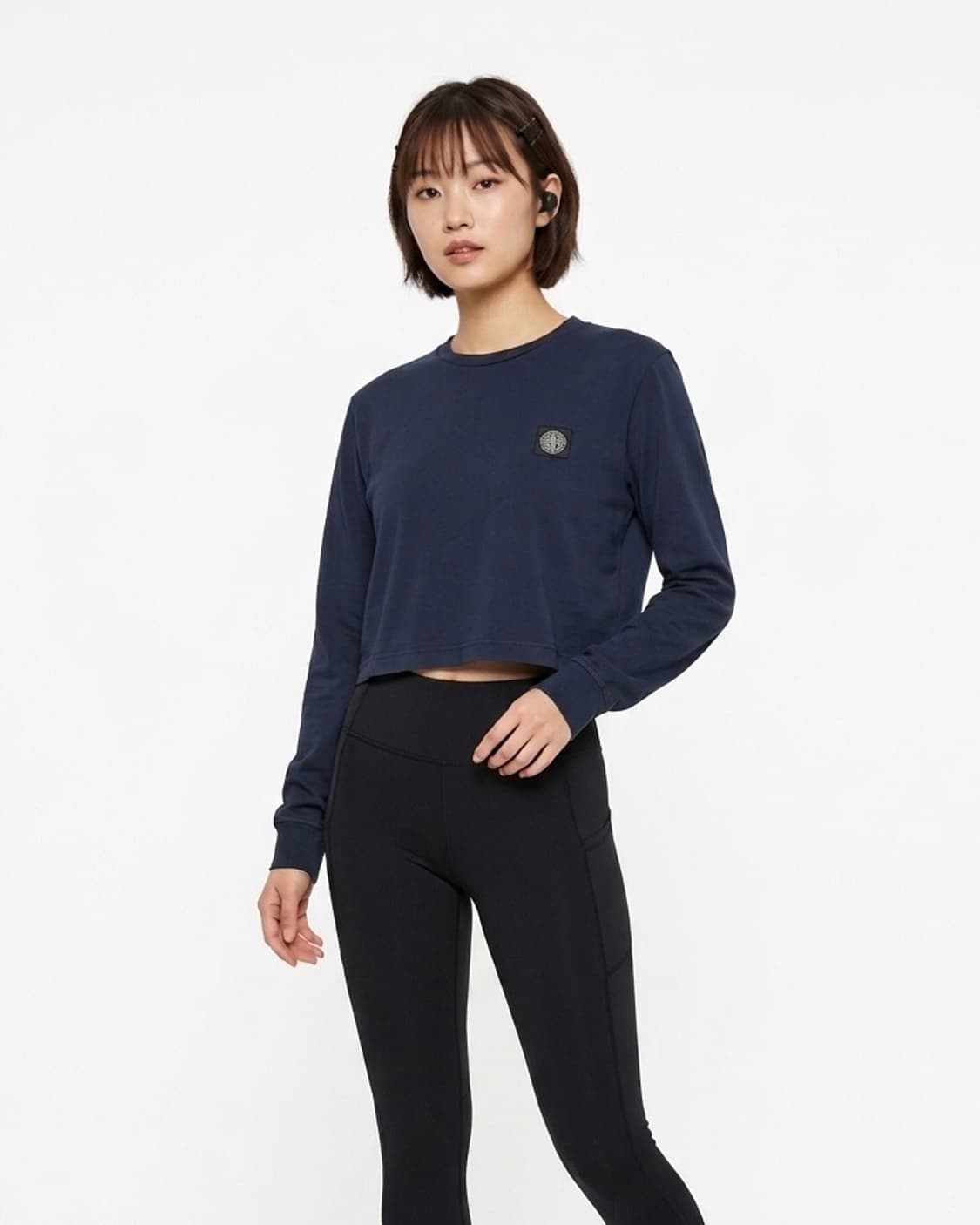 스톤아일랜드 로고 크롭 긴팔 티셔츠 상품이미지1