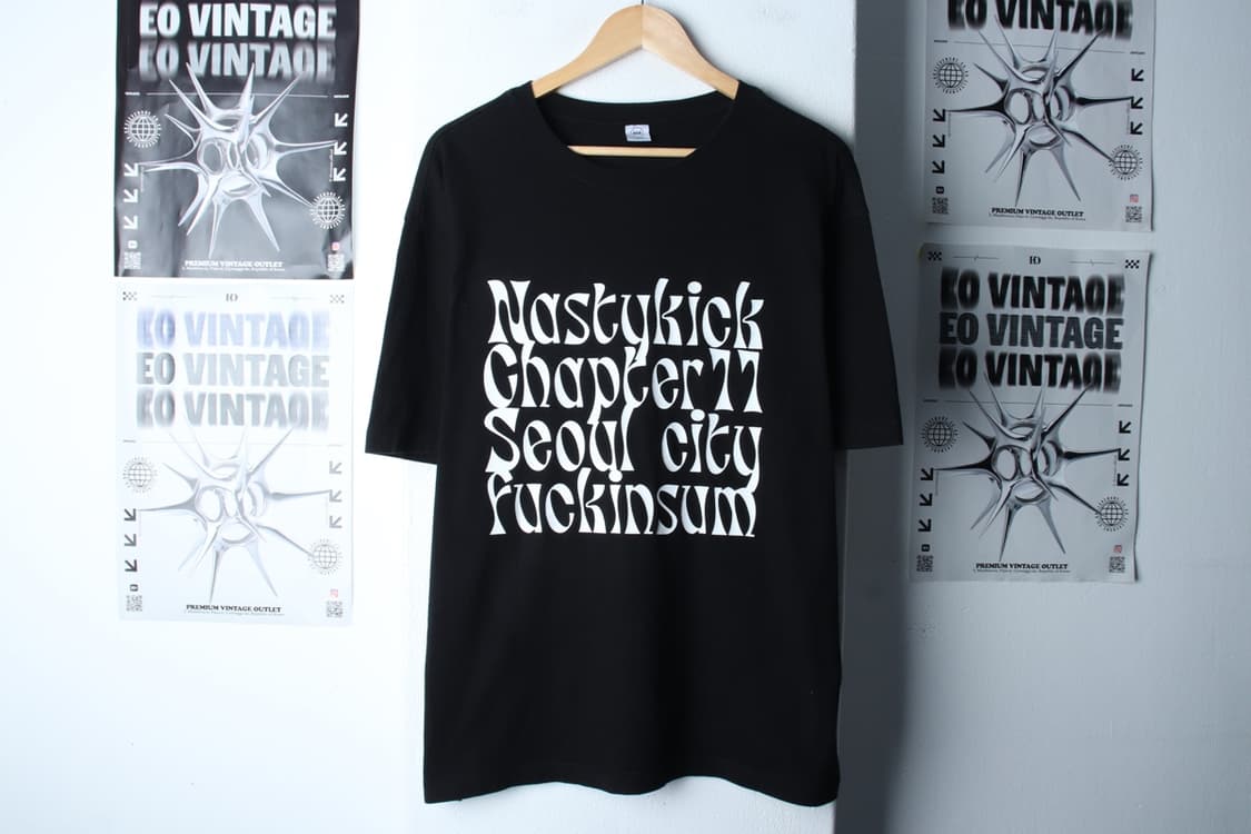 (L-XL) 네스티킥 반팔 티셔츠 오버핏 레터링 블랙 스트릿-7B5A 상품이미지2