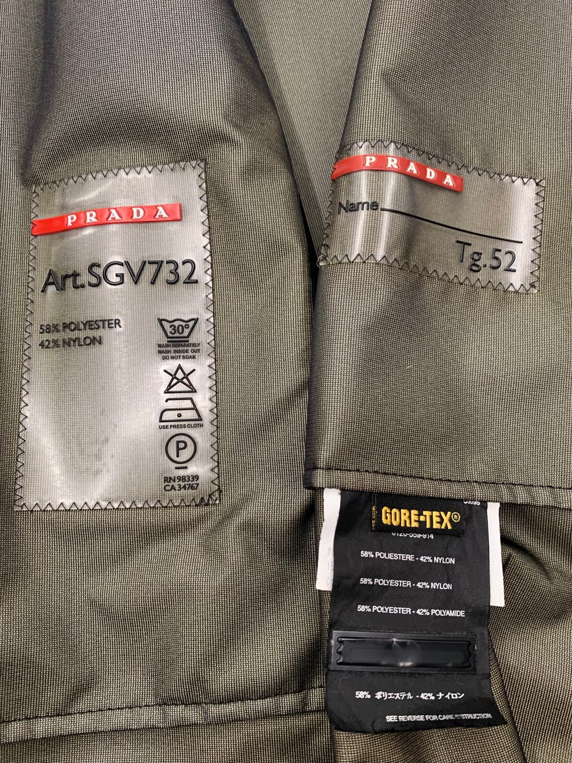 PRADA 프라다 스포츠 디테쳐블 고어텍스 풀집업 코트(유니색스) 상품이미지8