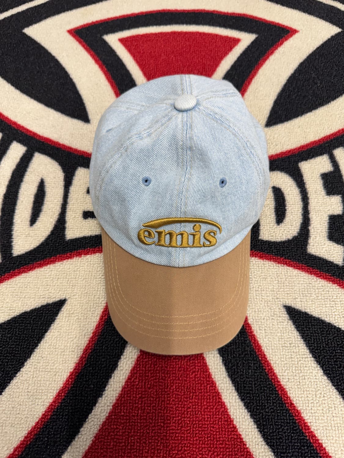 이미스 워시드 데님 볼캡 라이트 워시 데님 옐로우 상품이미지1