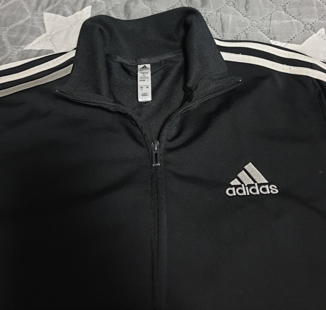아디다스 3선 트랙탑 집업자켓 블랙 (XL). 상품이미지2