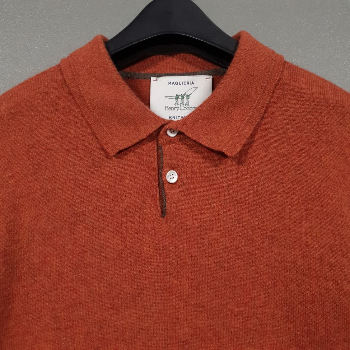 헨리코튼 신형 20FW 코튼 캐시미어 블렌드 폴로 니트 스웨터 오렌지 상품이미지3