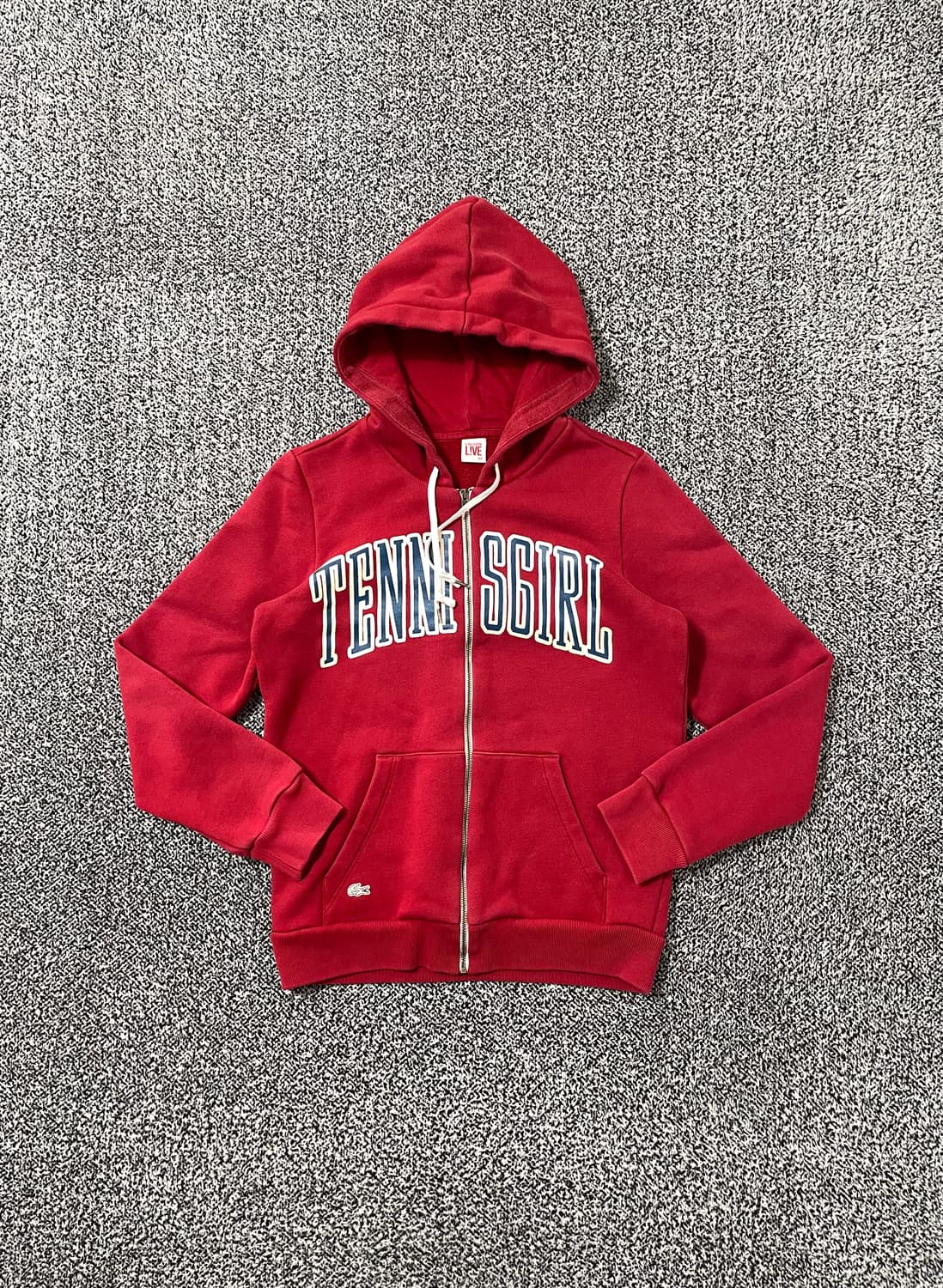빈티지9. 라코스테 테니스걸 로고프린트 후드집업 후드 티셔츠 레드 상품이미지1