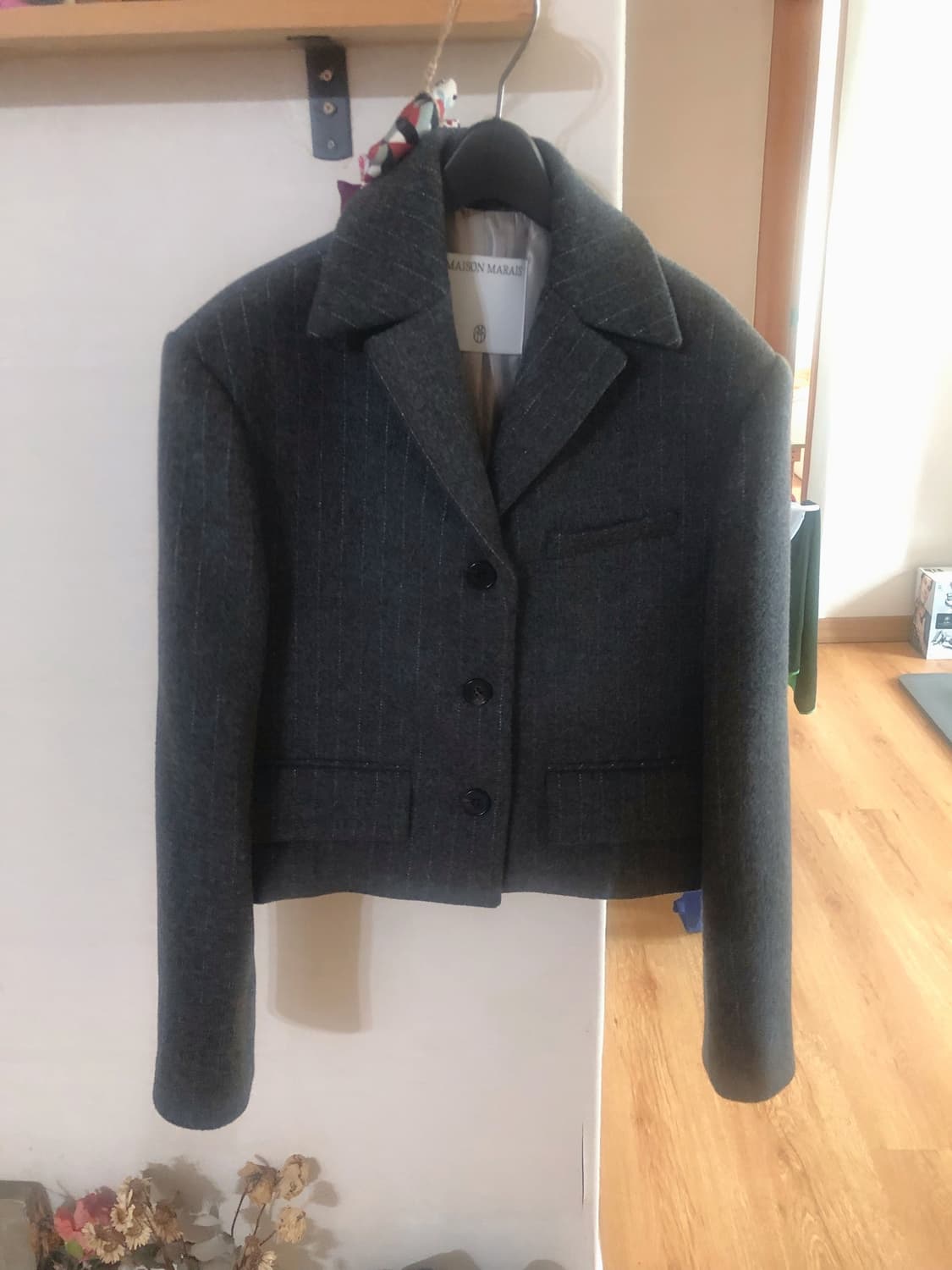 메종마레 크롭 울 자켓 그레이 상품이미지6