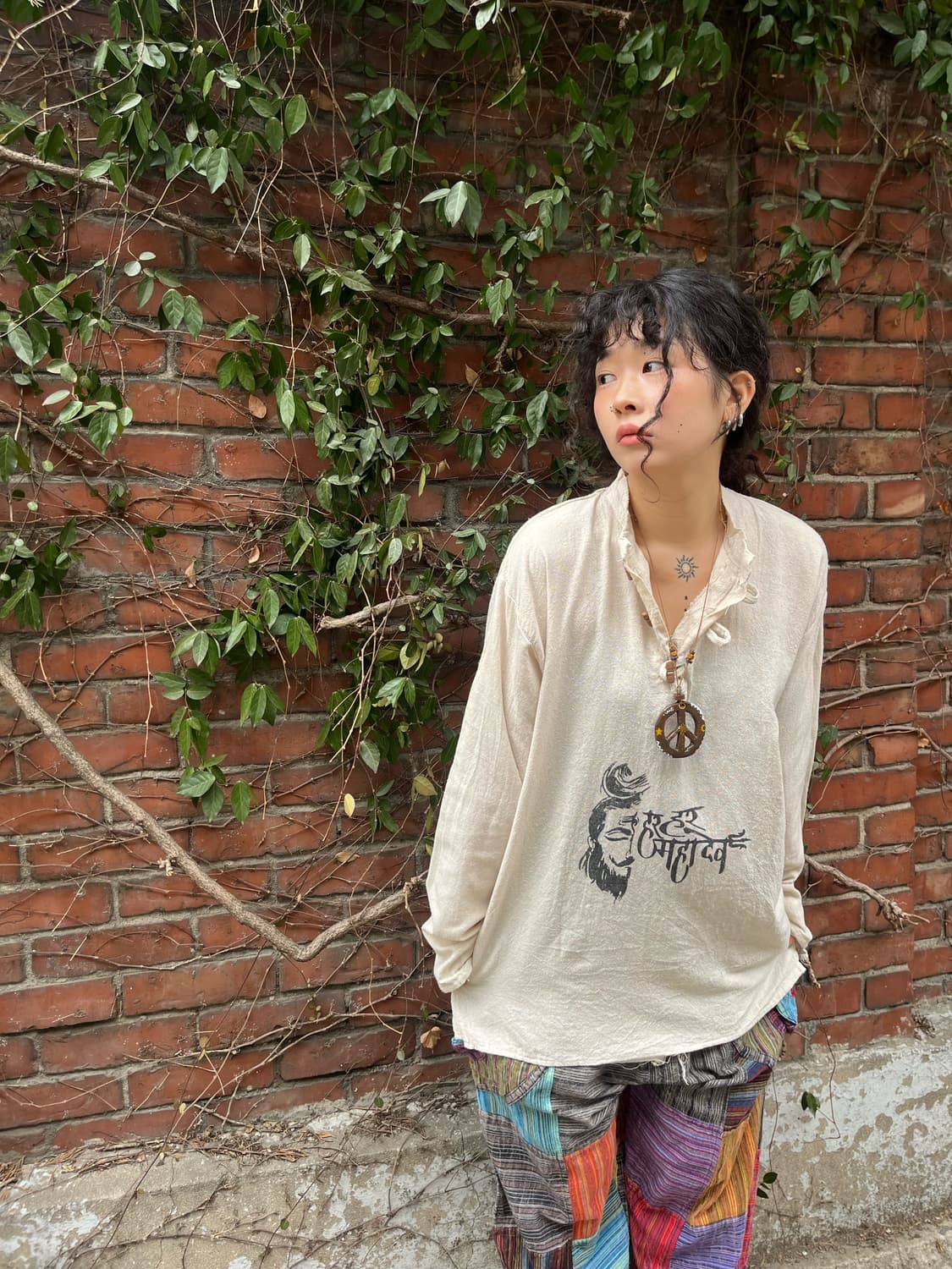 히피 문양 코튼 롱 슬리브 상품이미지2