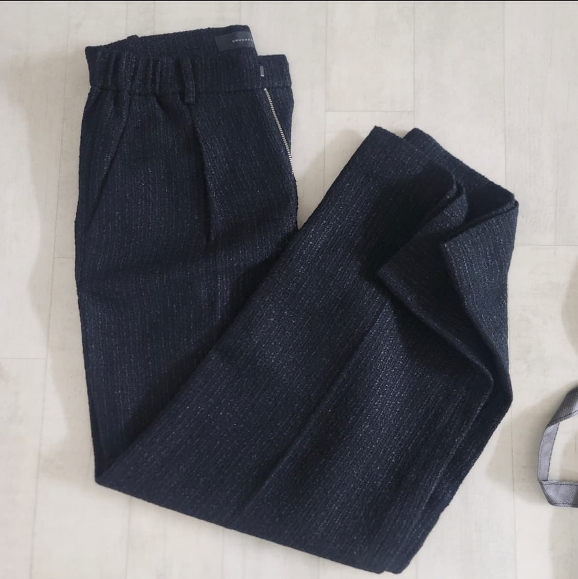 크러쉬어게인 블랙 트위드 와이드 팬츠 m 상품이미지2