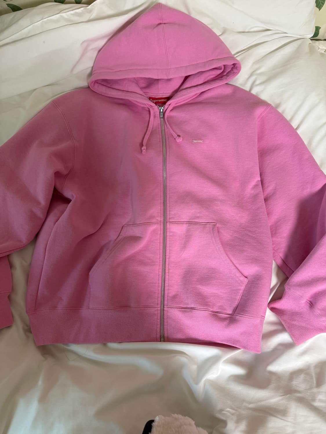 슈프림 핑크 기모 후드집업 상품이미지1