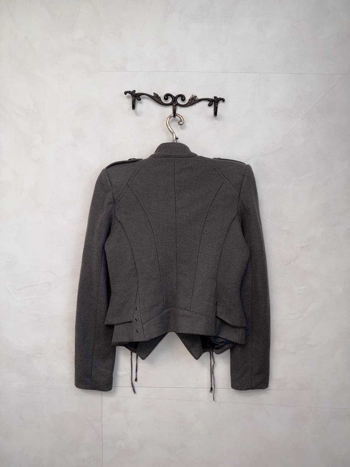 Charcoal vest layered laceup wool jacket 상품이미지4