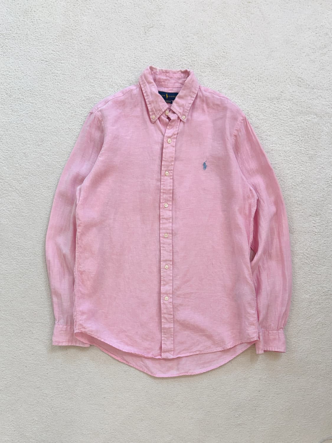 QR 폴로 연핑크 린넨 셔츠 상품이미지2