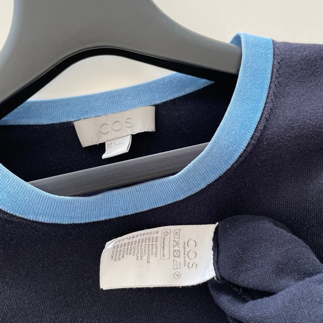 코스 공용S-M 네이비 링거 반팔 티셔츠 상품이미지5