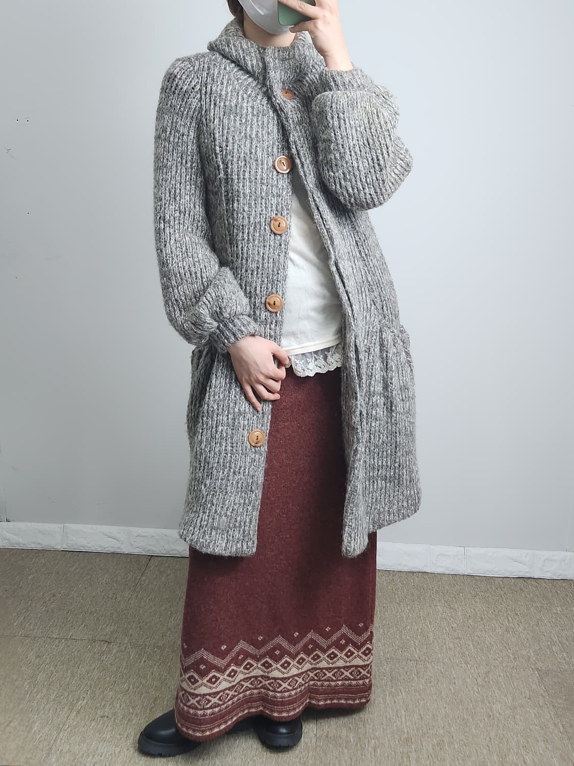 볼륨 헤비 롱 가디건 상품이미지4