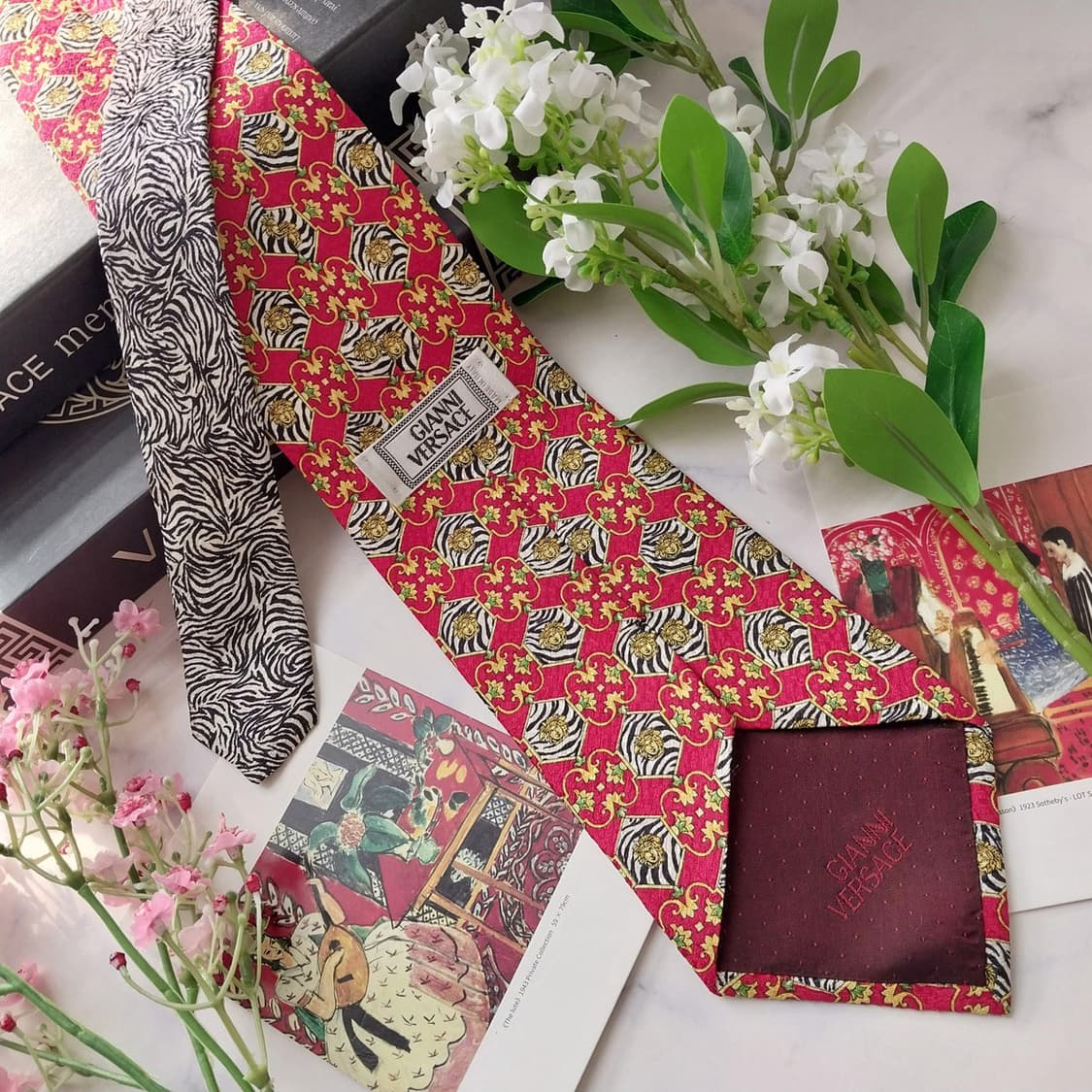 베르사체 실크 레드 메두사 패턴 넥타이 10.1cm A+등급 K1826
 상품이미지4