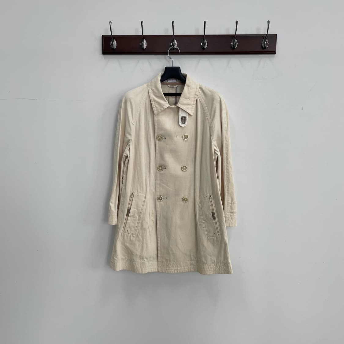 브루넬로 쿠치넬리 아이보리 코튼 더블 카 코트 상품이미지1