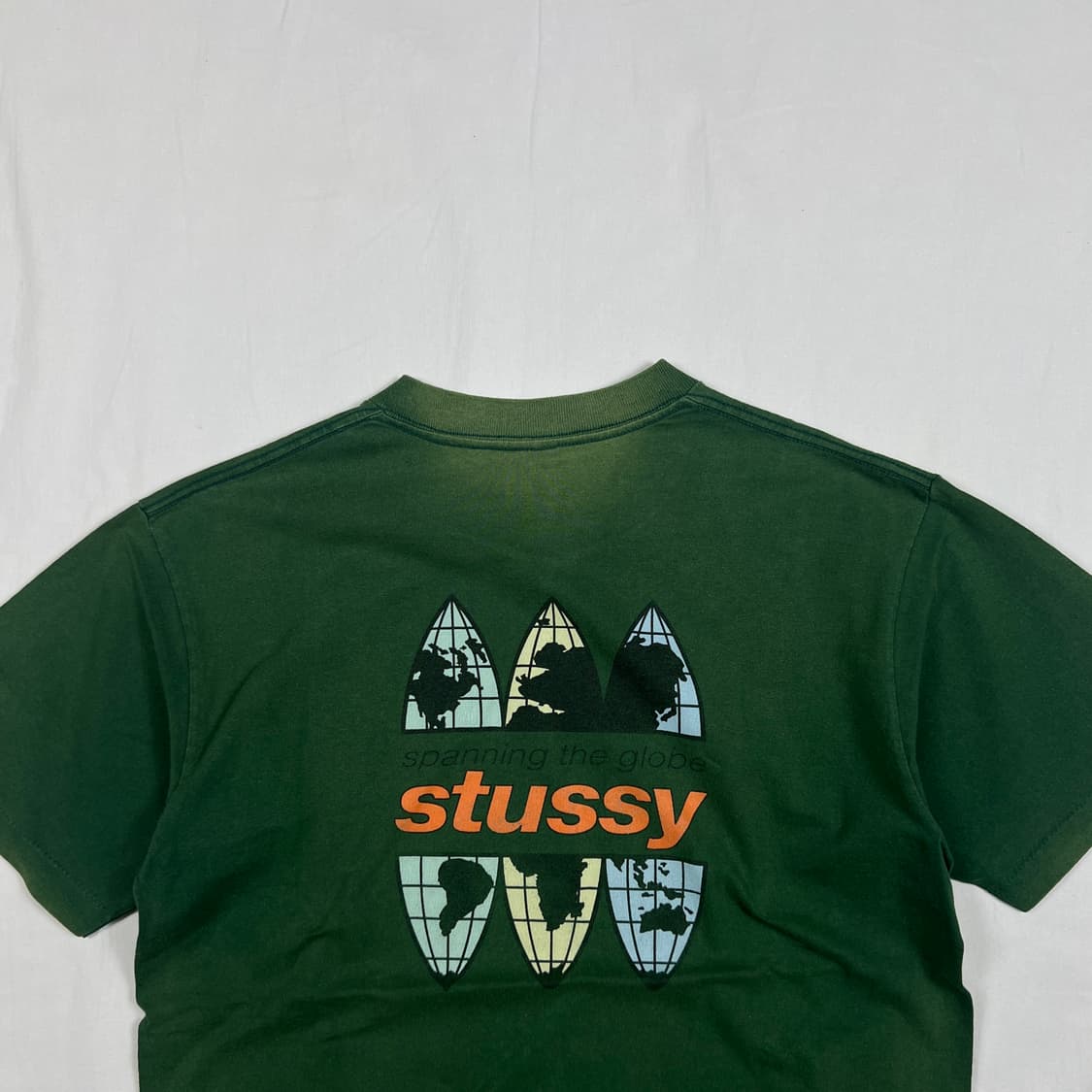 90‘s 스투시 spanning the globe 프린트 반팔티 상품이미지6