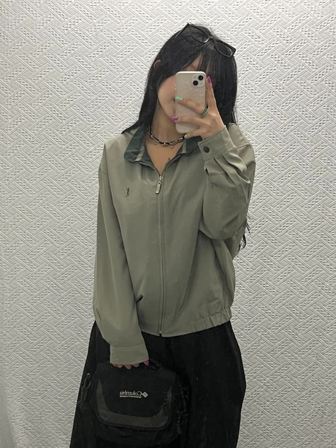 입생로랑 빈티지 90's  폴리쉘 블루종 자켓100 C06813 상품이미지2