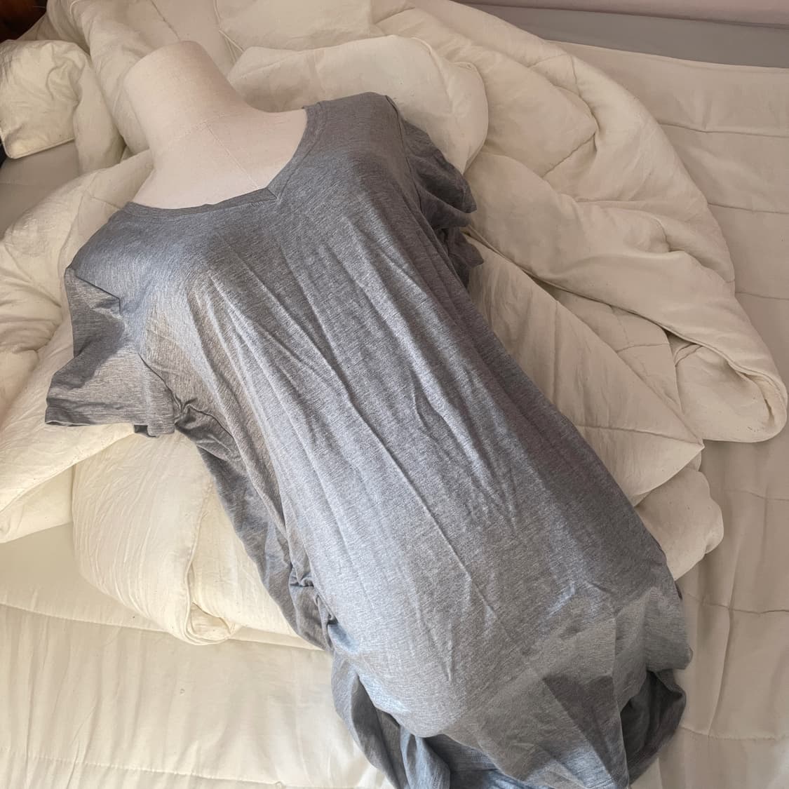 그레이 셔링 반팔 루즈핏 반팔 상품이미지1