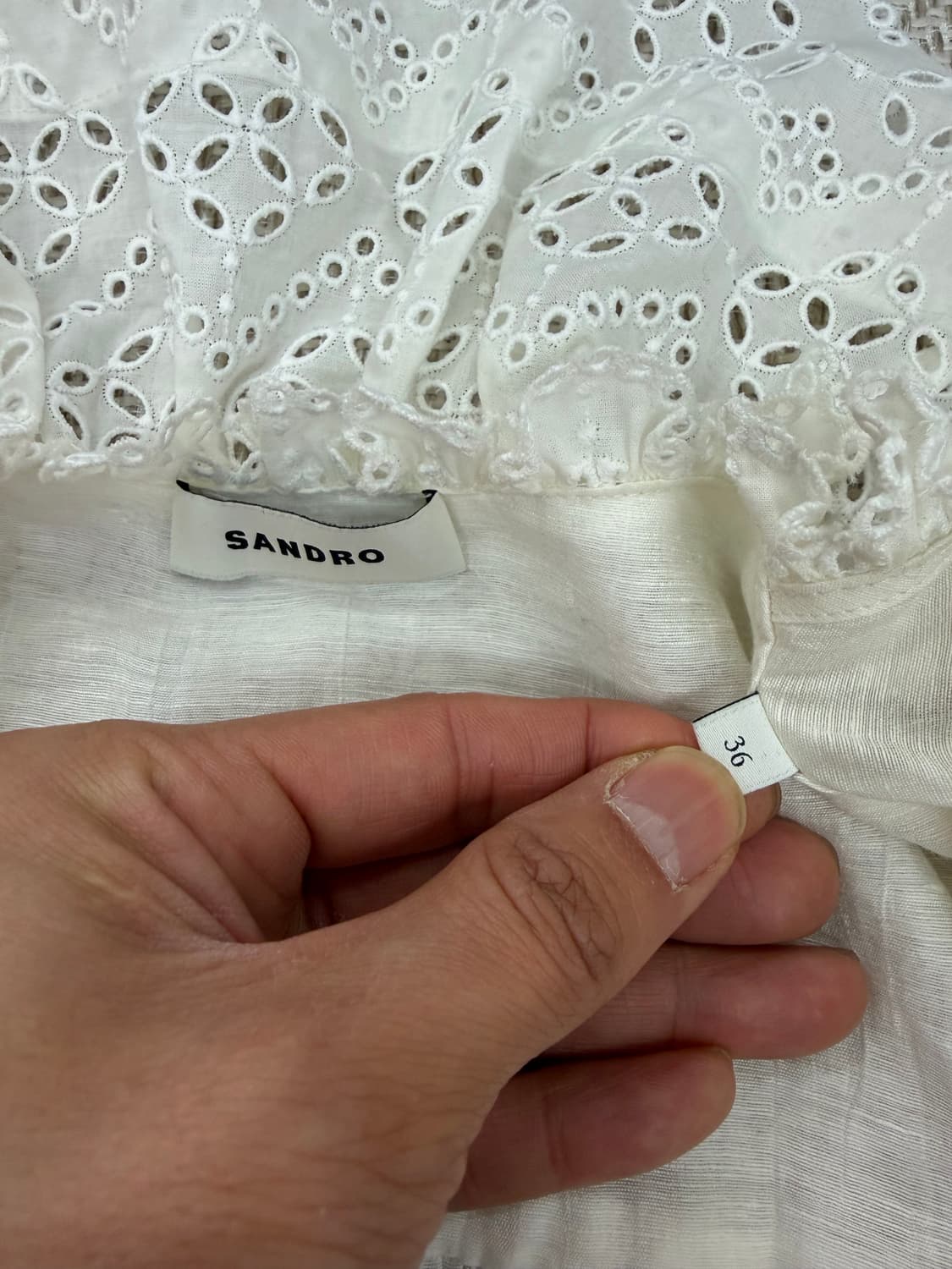 정품) 산드로 펀칭 레이스 롱 원피스 36 상품이미지5