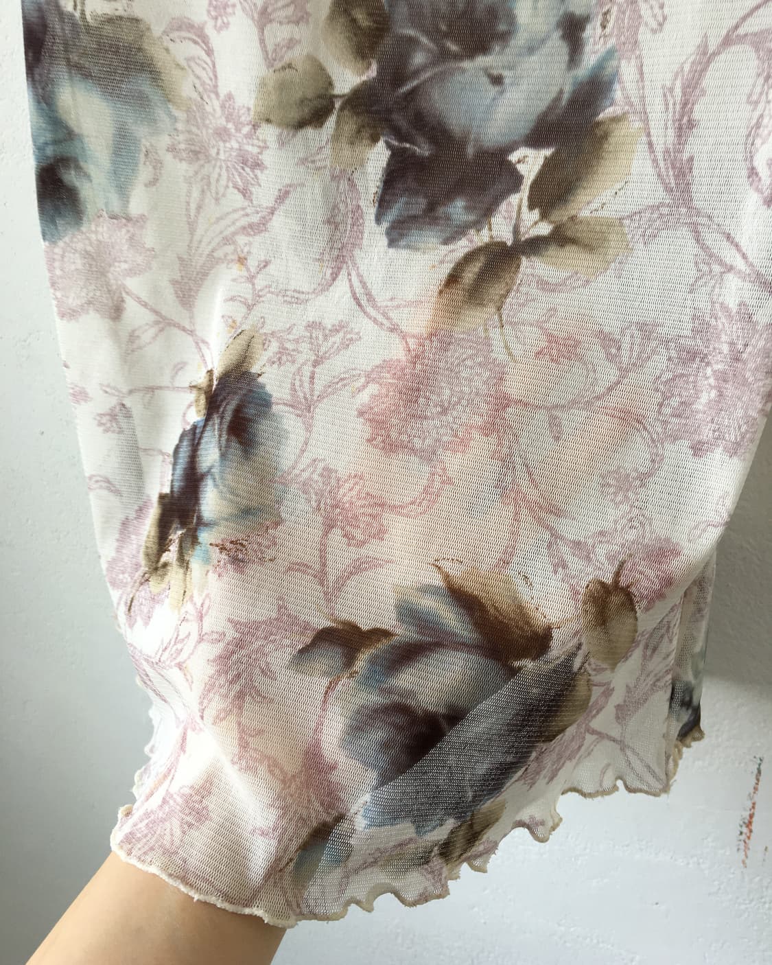 Lest rose flower pattern mesh top 상품이미지5