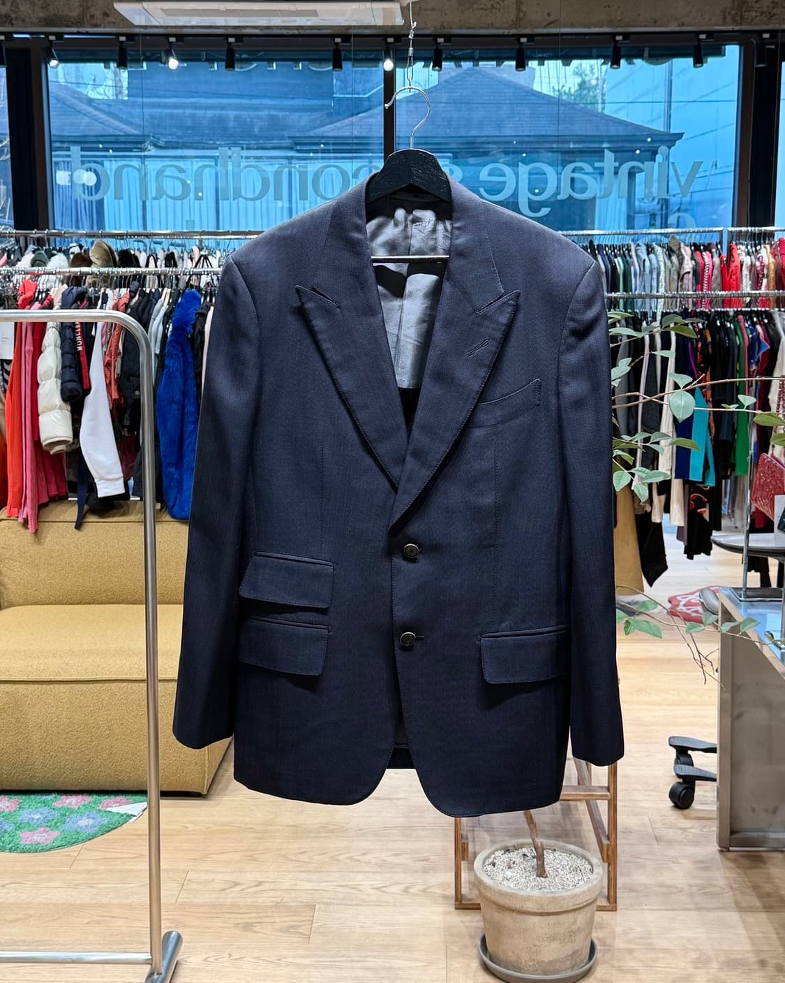 톰포드 네이비 실크혼방 2b 블레이저 자켓  상품이미지1