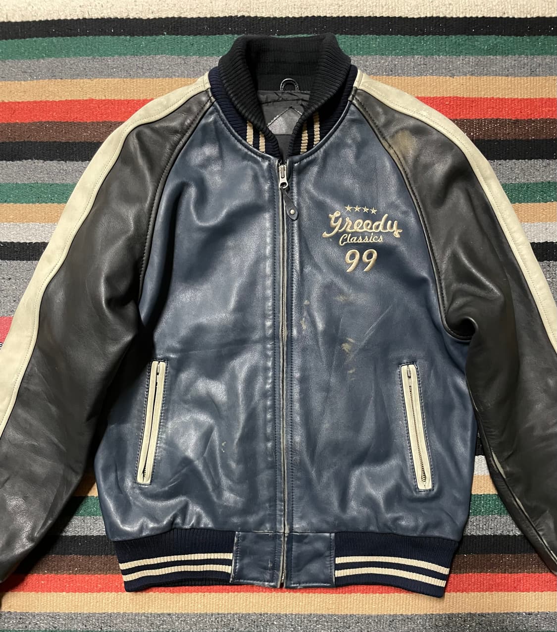 그리디 빈티지 가죽 바시티 자켓- M~L 상품이미지3