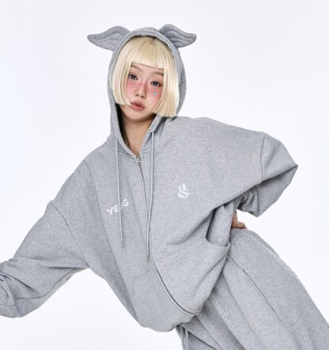 yegg 예그 윙 후디 그레이 후드집업 상품이미지1