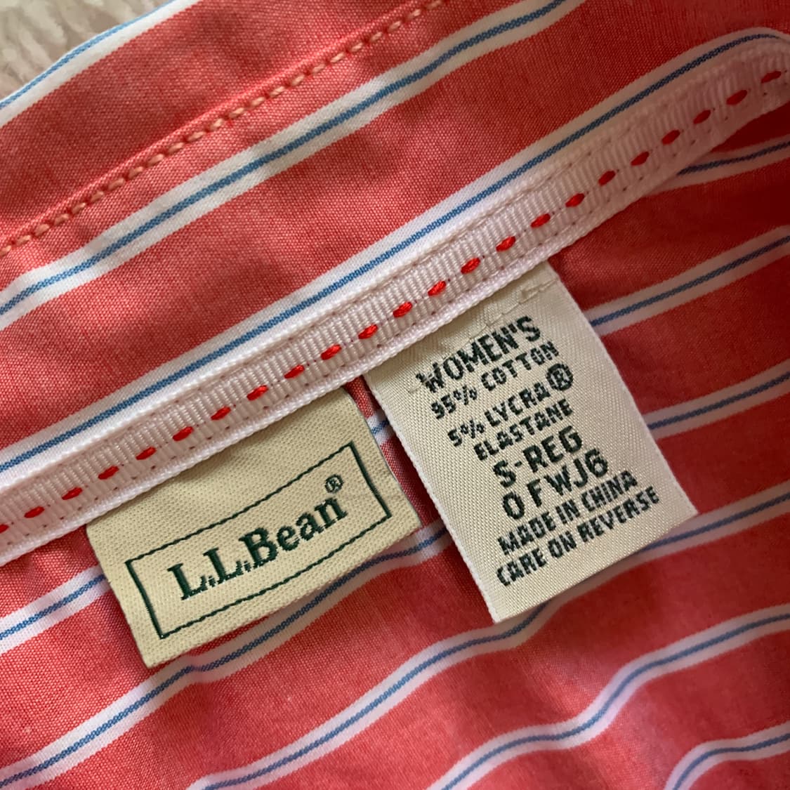엘엘빈 L.L.Bean 스트라이프 코랄 핑크 셔츠 상품이미지4