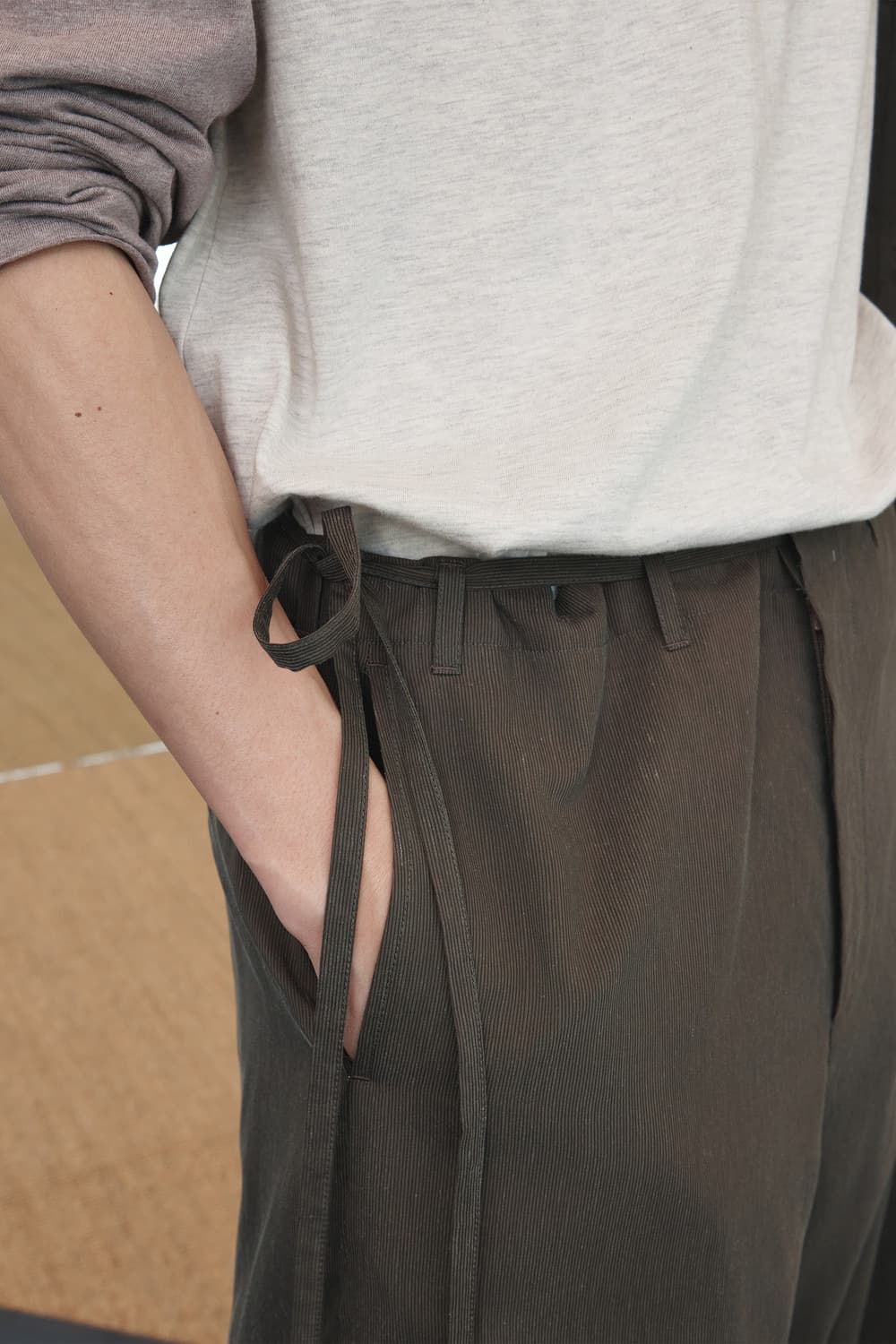 [S] side string pants Brown 상품이미지3