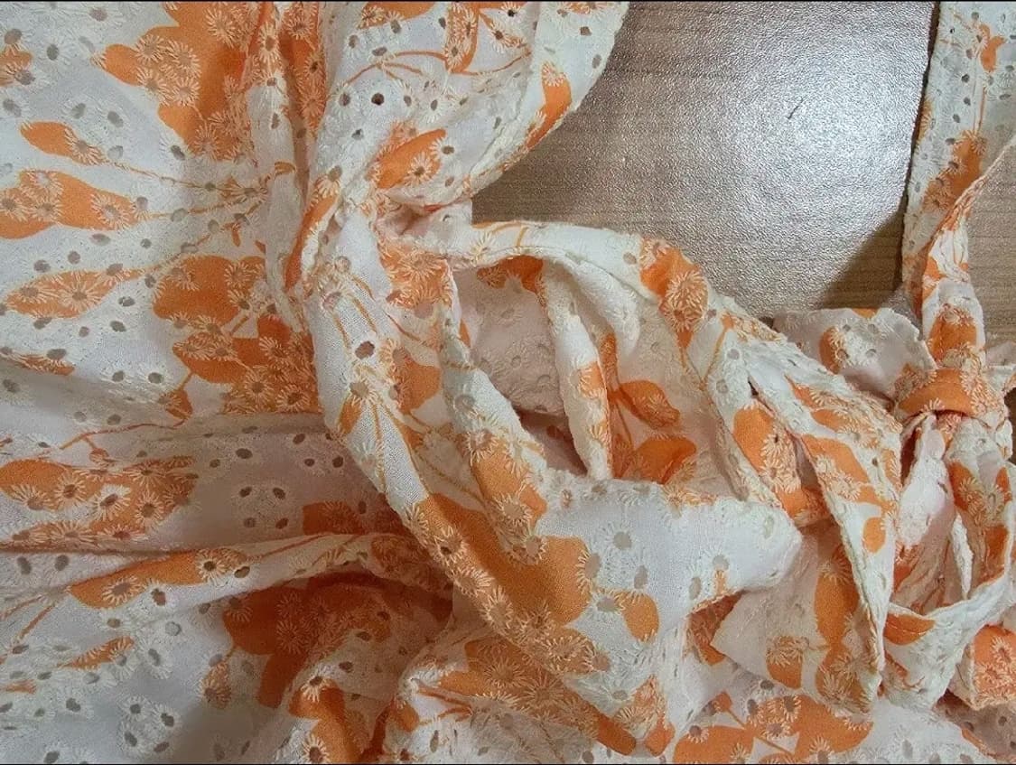 오렌지 플라워 아일렛 원피스 드레스 상품이미지5