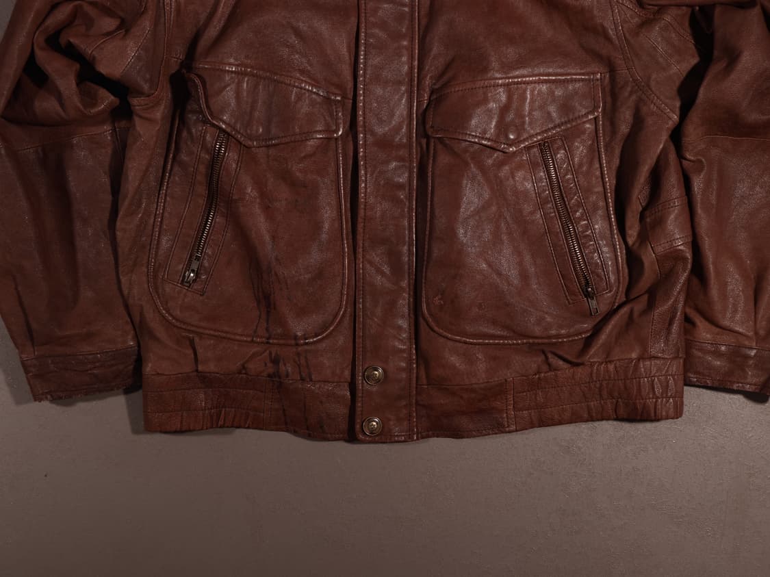 90s 유니온베이 레더 플라이트 봄버자켓 상품이미지3
