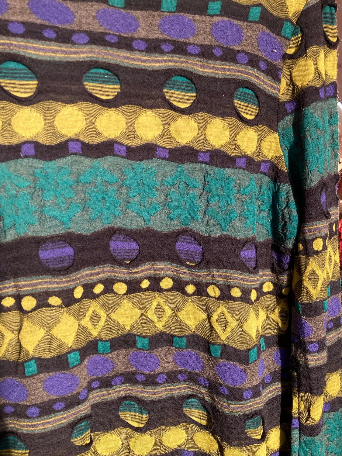 빈티지 블루그린 그런지 패턴 반 폴라 탑 상품이미지3